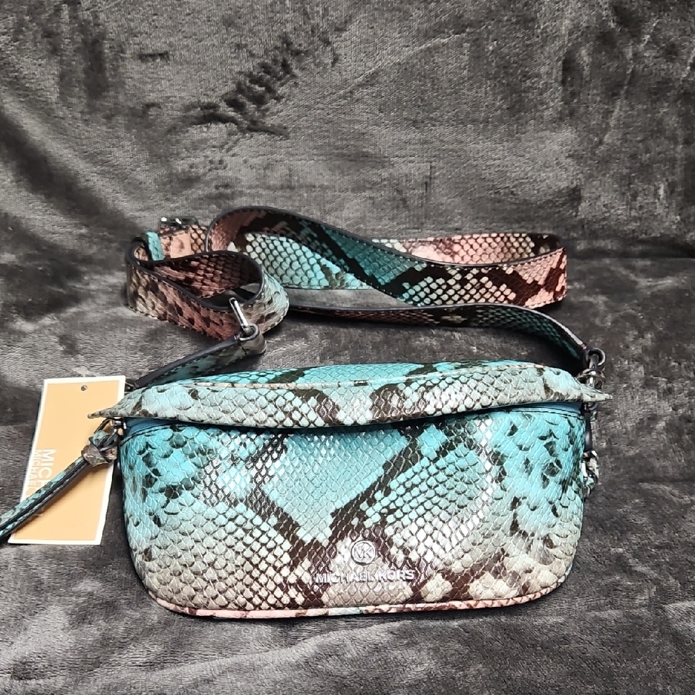Michael Kors Slater Ocean Sling Snake Print Crossbody Bag